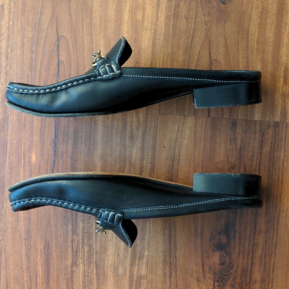 Coach Black Calf leather mules with horse bit hardware, size 9.5 - Picture 2 of 12